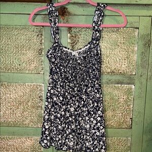 White Birch Navy and White Floral top
